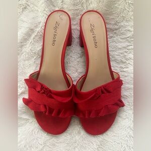 Ziggy Soho Calysta Red Suede Block Sandals Size 8.5